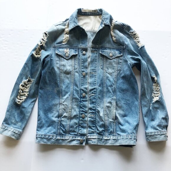 LOVERS + FRIENDS James Distressed Denim Jacket Womens Medium - Picture 2 of 11